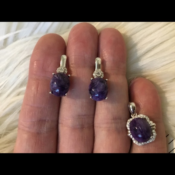 NWOT Vintage Genuine Russian Chariot & Diamond Cut Sapphire Earrings & Pendan - Picture 10 of 12